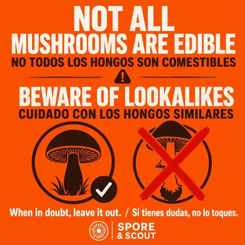 Not All Mushrooms Are Edible — bilingual safety flyer
